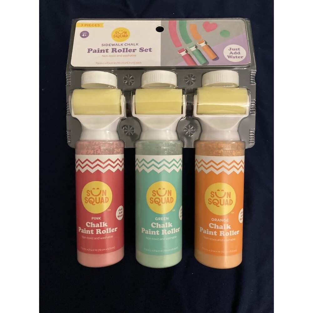 Sun Squad Sidewalk Chalk Paint Roller Set | Pink, Green, Orange Colors